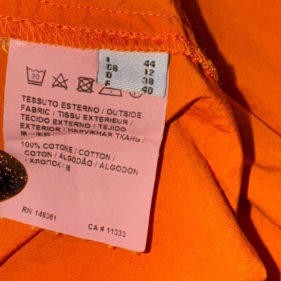 PINKO women’s Aggie Colorblock pink & orange off the shoulder midi Dress size 8 - Picture 9 of 10